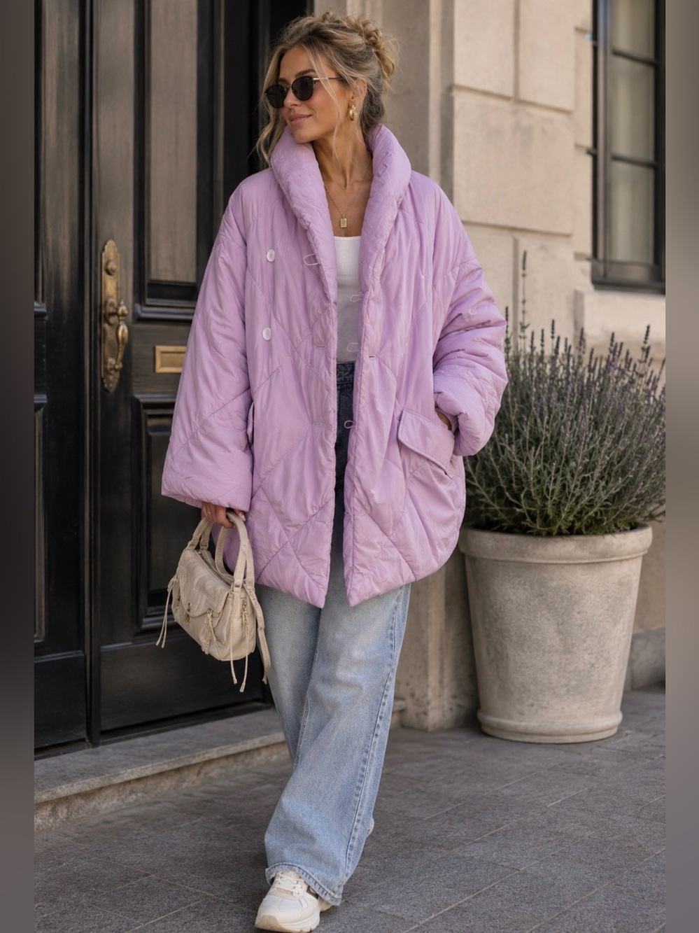FREE PEOPLE Oversized Lavender Puffer Coat - Women Jackets & Coats
